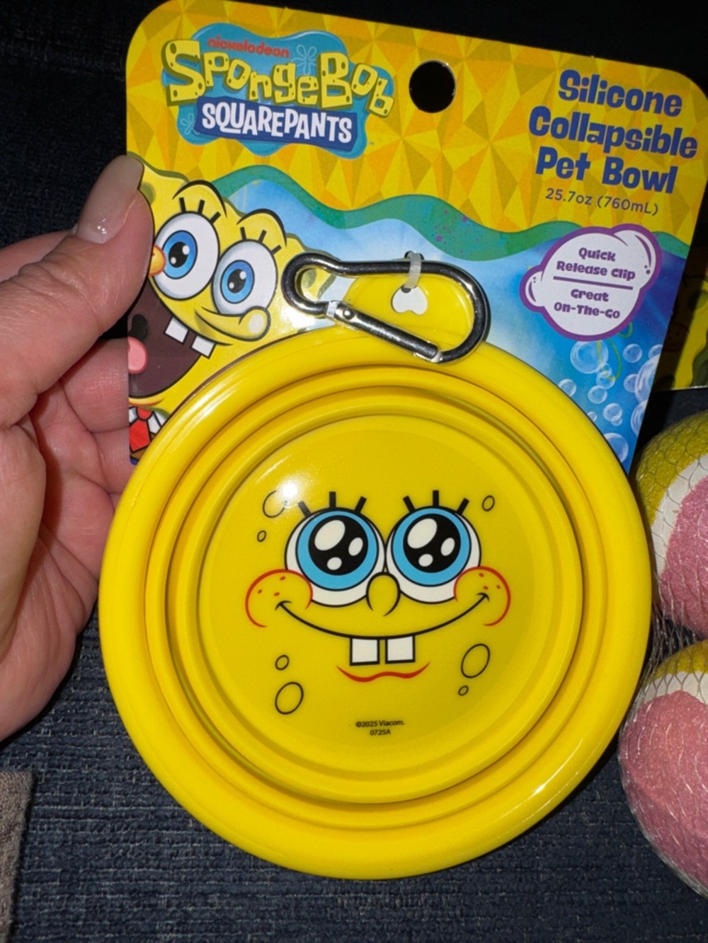 SpongeBob SquarePants- Silicone Collapsible Bowl, Bowl Placement + 2pk Pet Balls - Picture 3 of 14